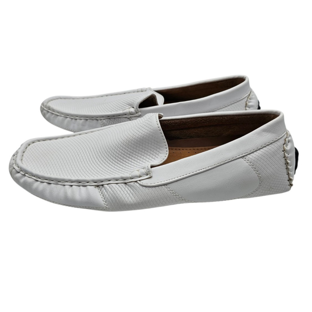 Robert David Mens Sz 8 Driving Loafers Shoes Faux Leather White